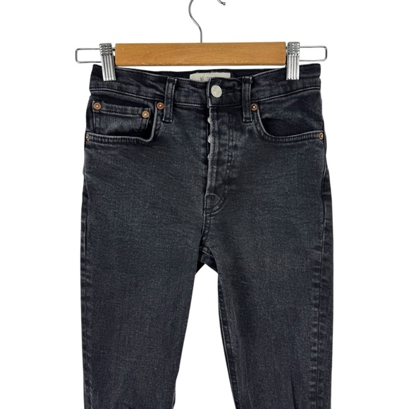 We the Free Free People Black Stella Rip High Waisted Skinny Jeans Raw Hem 24 - Picture 3 of 16